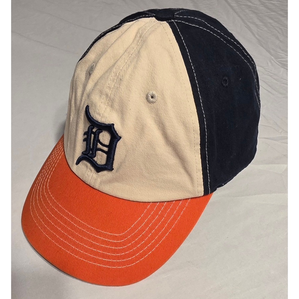 Detroit Tigers Strapback Hat Cream Navy Orange Fan Favorite